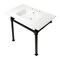 Kingston Brass KVPB37228Q0 37-Inch Console Sink with Stainless Steel Legs (8-Inch, 3 Hole), White/Matte Black KVPB37228Q0 - alternate 1